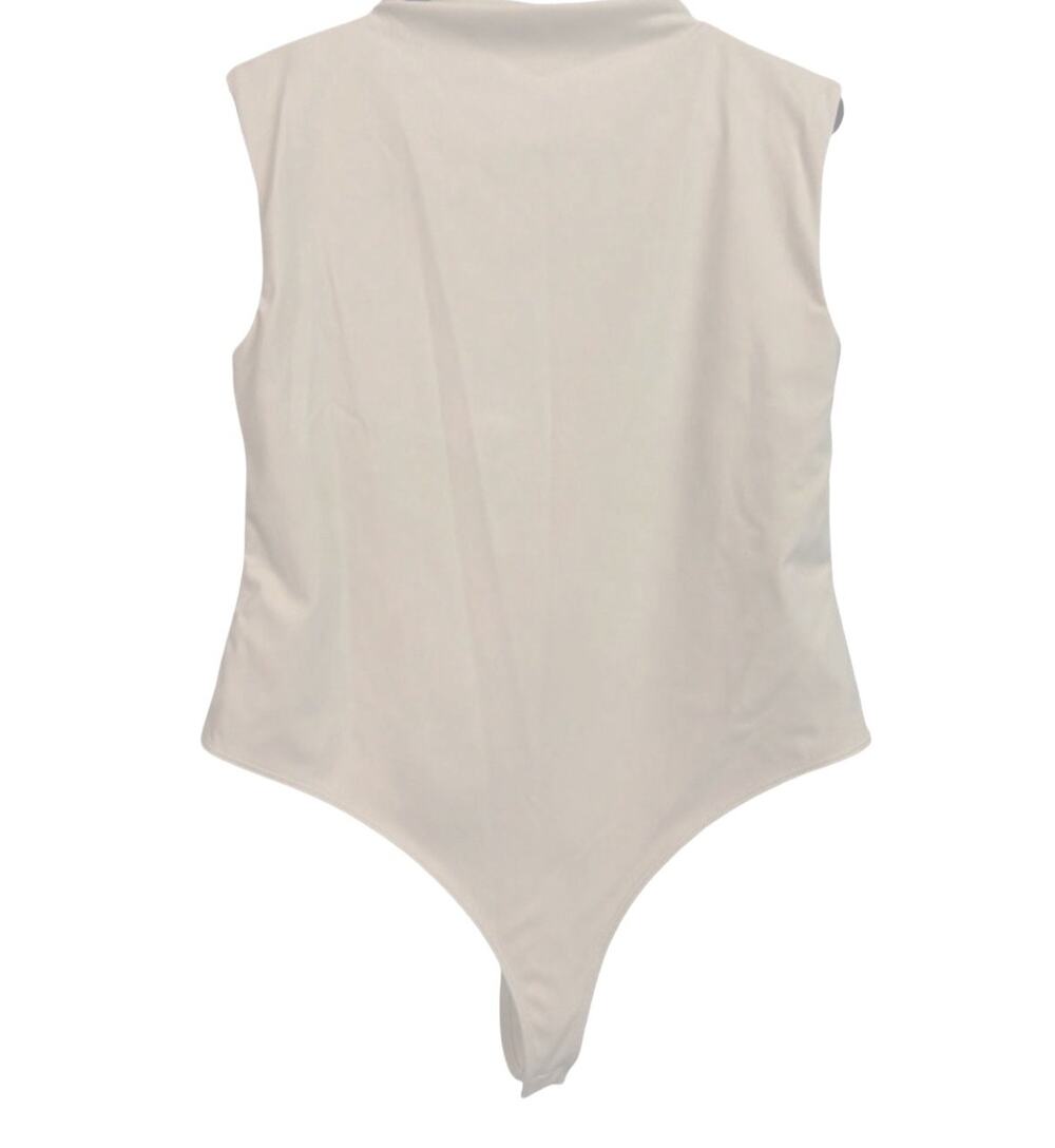 Open Edit NWOT Nordstrom Mock Neck Neutral Cream Thong Layering Bodysuit XL